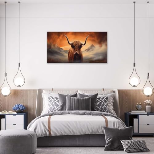 Large Canvas Wall Art for Living Room Highland Cow Pictures
| Framed Bedroom Office Artwork Decoration Highland Cow Pic