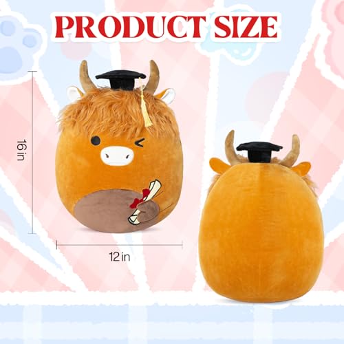 16" Graduation Stuffed Animals - Perfect Preschool Kindergarten Graduation Gifts 2025 Cuddly Graduation Plush, Highland