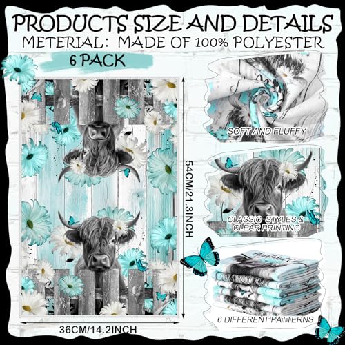 Breling Set of 6 Highland Cattle Kitchen Towels for Kitchen Home
| Highland Cow Vintage Themed Dish Towel for Bathroom