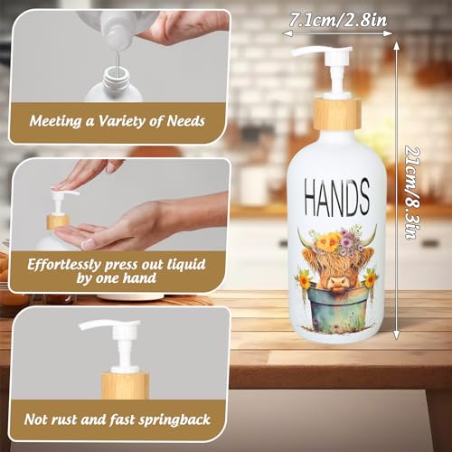 Highland Cow Soap Dispenser Bathroom Kitchen Countertop Decor Refillable Liquid Soap Container with Pump