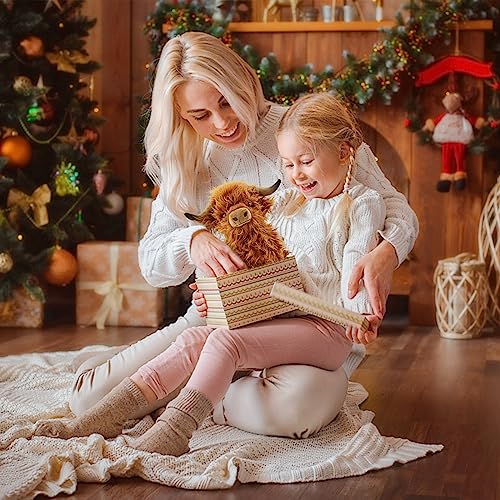 Highland Cow Stuffed Animal Soft Plush Toy for Adults and Kids (Brown Cow, 10.8 Inch)
| Realistic Scottish Cow Plushie