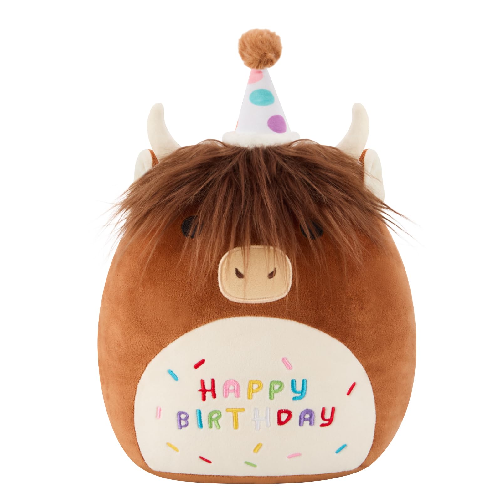 Happy Birthday Highland Cow Plush Toy for Kids Brown (10 Inch)  
Happy Birthday Cow Stuffed Animal Doll for Girls Boys (