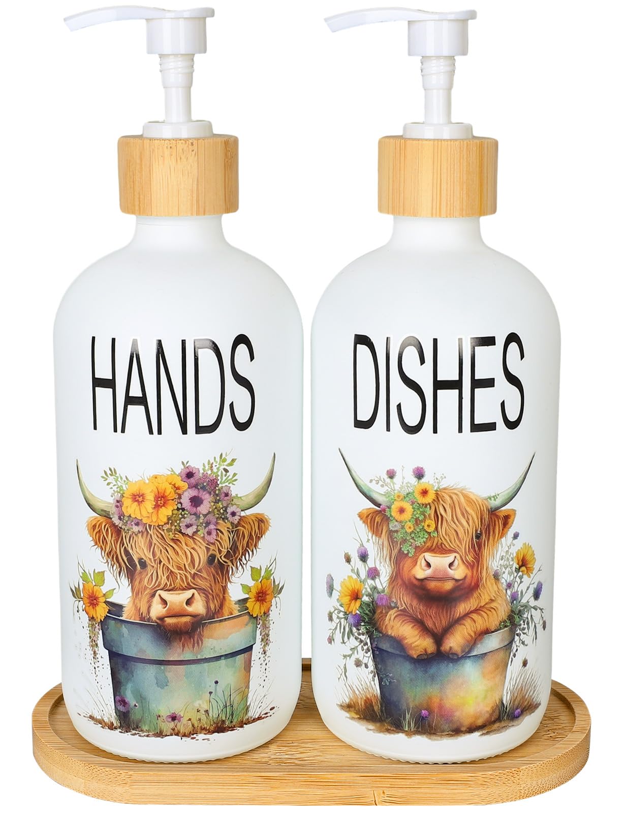 Highland Cow Soap Dispenser Bathroom Kitchen Countertop Decor Refillable Liquid Soap Container with Pump