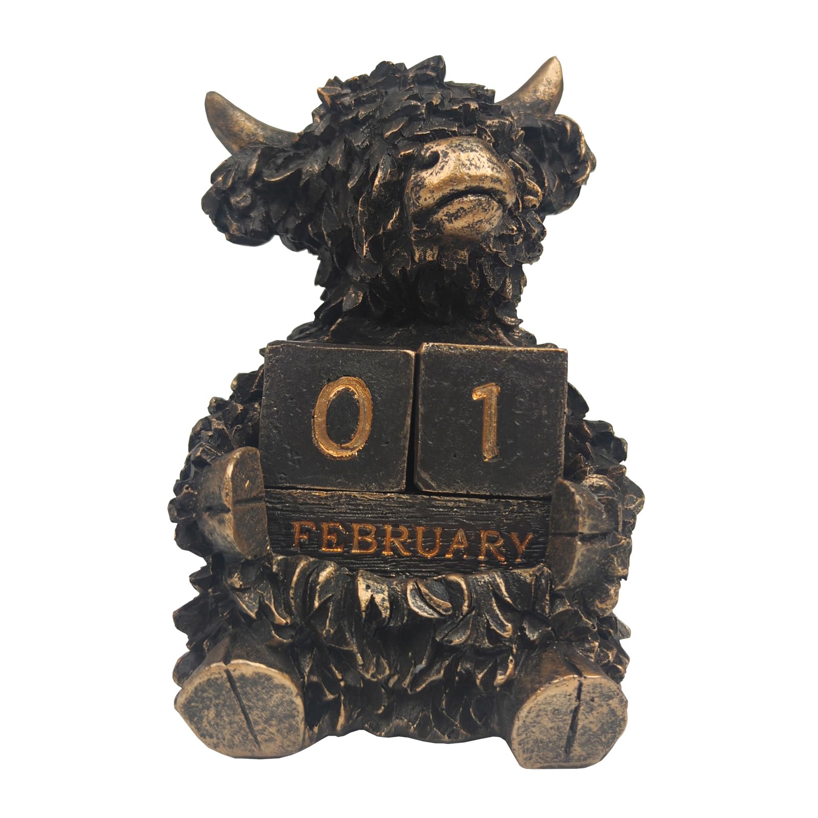 Perpetual Highland Cow Christmas Calendar for Home Office Desk, Modern Farmhouse Aesthetic Desk Accessories, Unique Gift